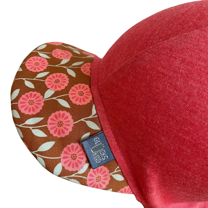 Glückskind Sommerkappe himbeere rose mit Blumen limited edition, Merinowolle & Seide (bio/GOTS) (Kopie) (Kopie)
