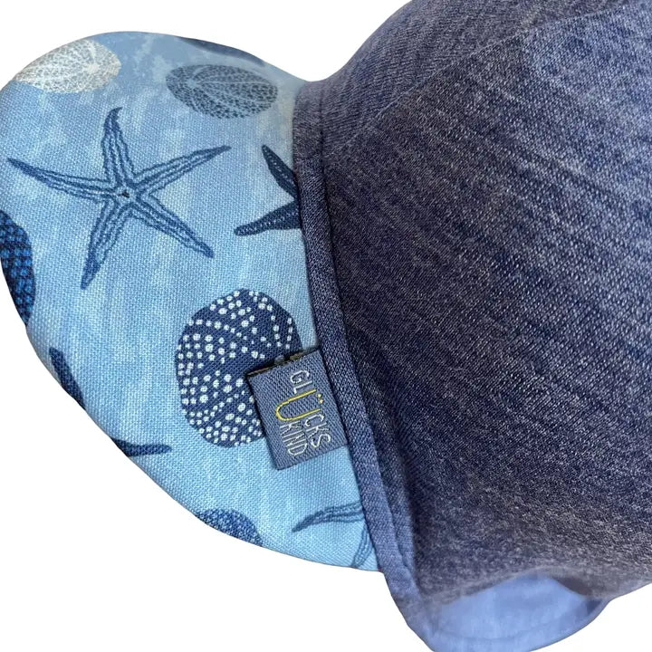 Sommerkappe royal blau Seestern limited edition, Merinowolle & Seide (bio/GOTS) (Kopie)