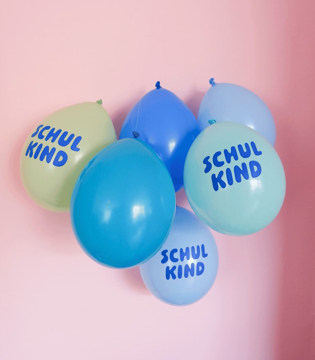 Schulkind Luftballon 6er Set | blau-Mix | 5 Stück
