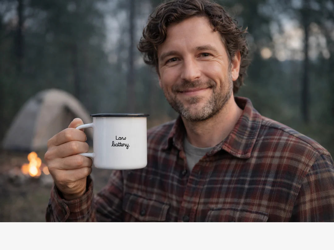 Tasse aus Emaille "High expectations"