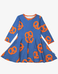 Bio-Baumwoll Kinder Skaterkleid langarm mit Brezel-Druck