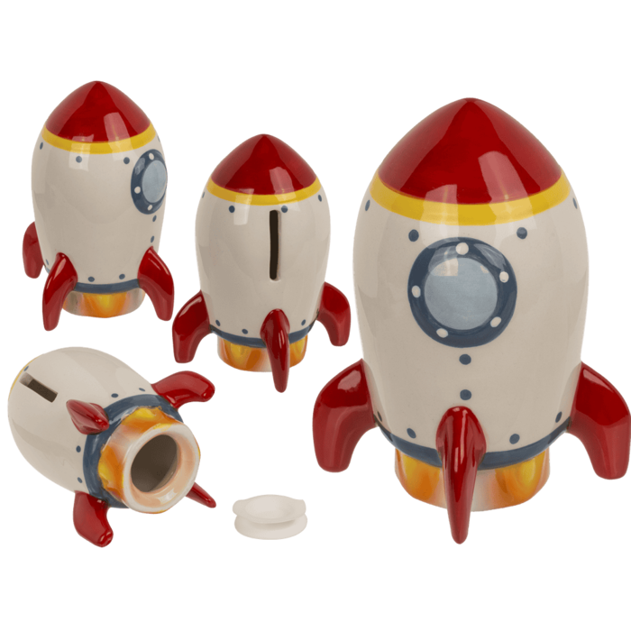 Sparbüchse, Rakete, 12,5 x 7 cm, Keramik,