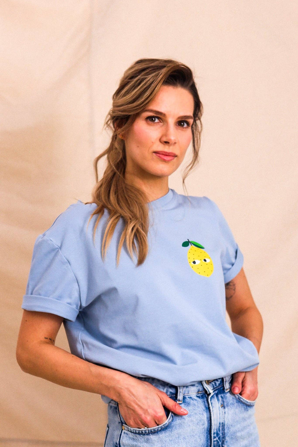 Zitrone auf Dunkelblau Shirt für Erwachsene