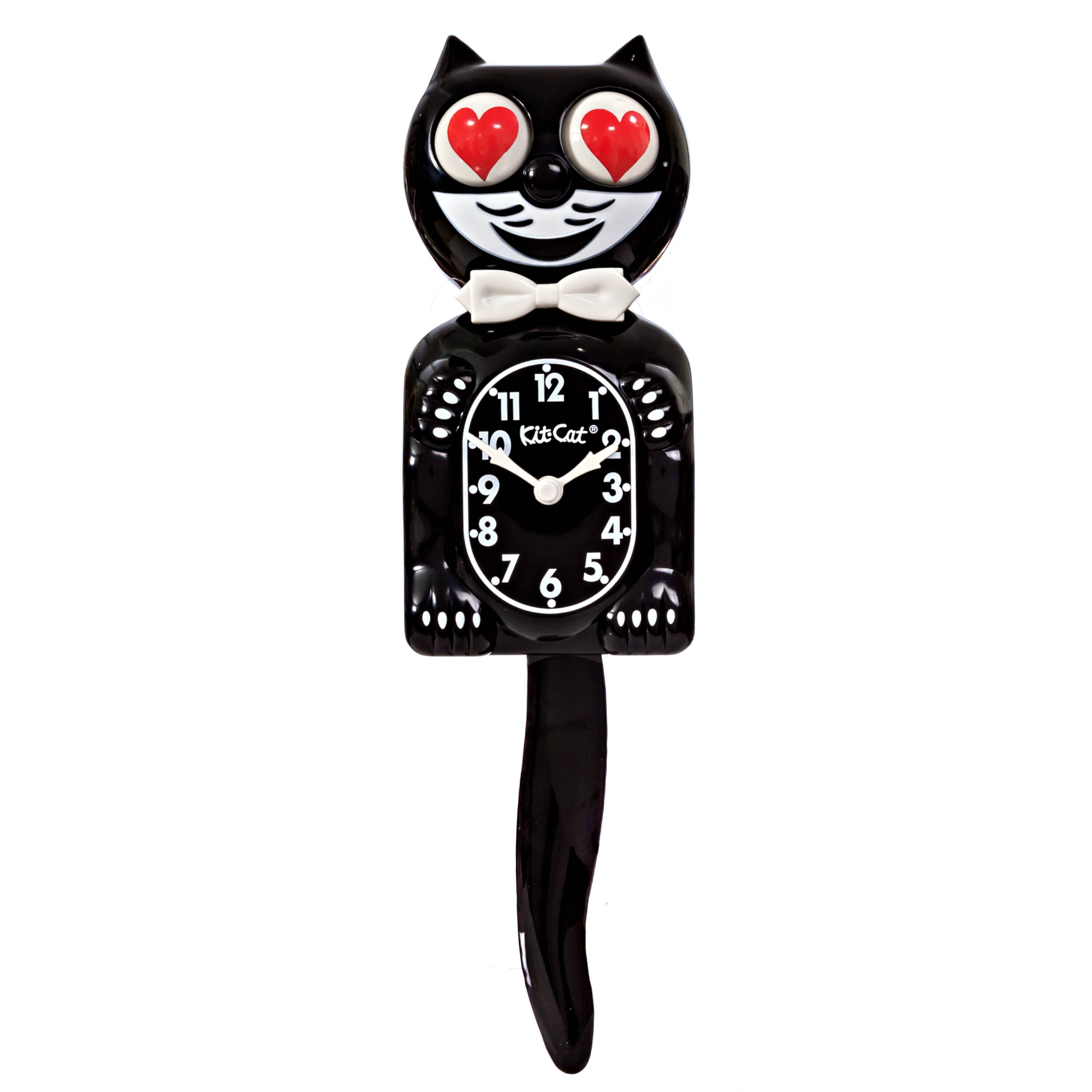 Classic Black Kit Cat Klock – Limitierte Herzaugen-Edition