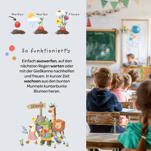 Blumenmurmeln im Tütchen zur Einschulung "Bus"