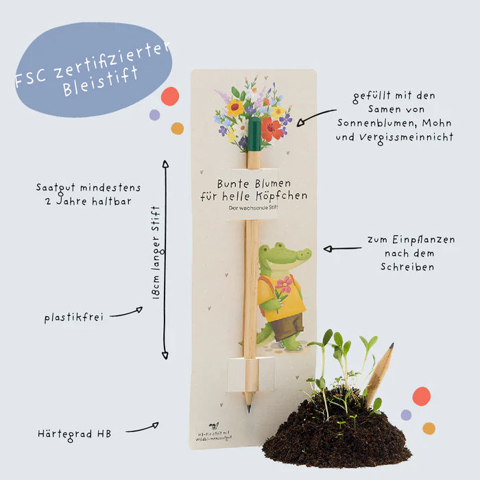Wachsender Bleistift mit Samenkapsel - Blumenstift