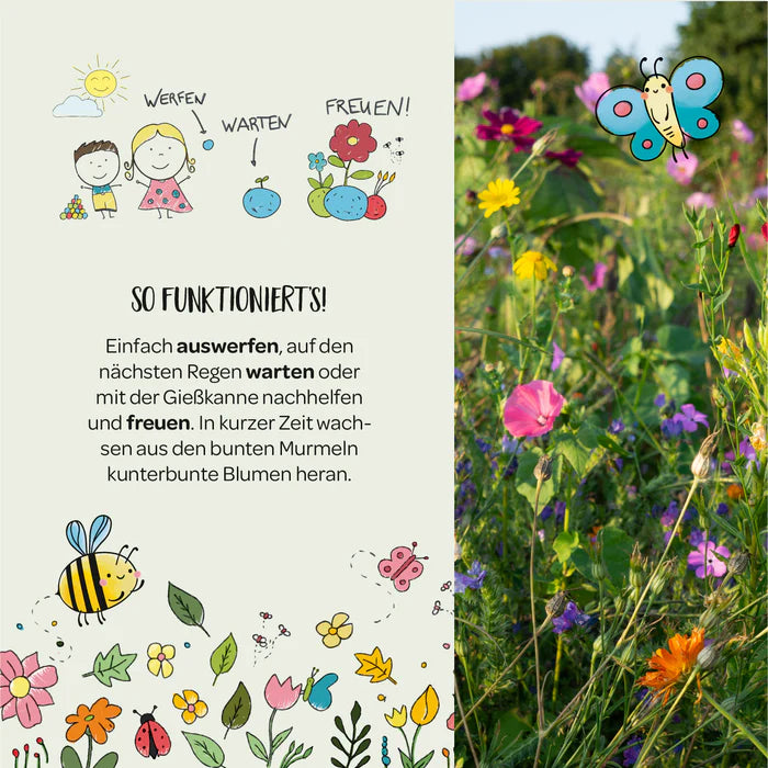 Blumenmurmeln im Tütchen zur Einschulung "Endlich Schulkind"