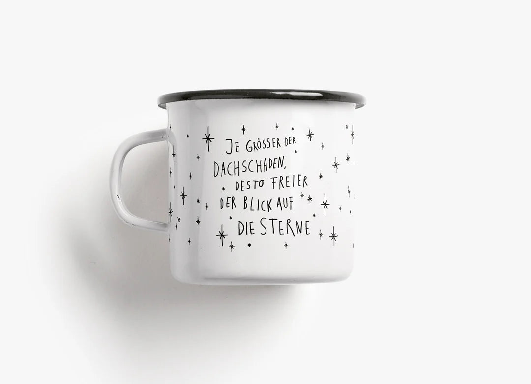 Tasse aus Emaille "Dachschaden"