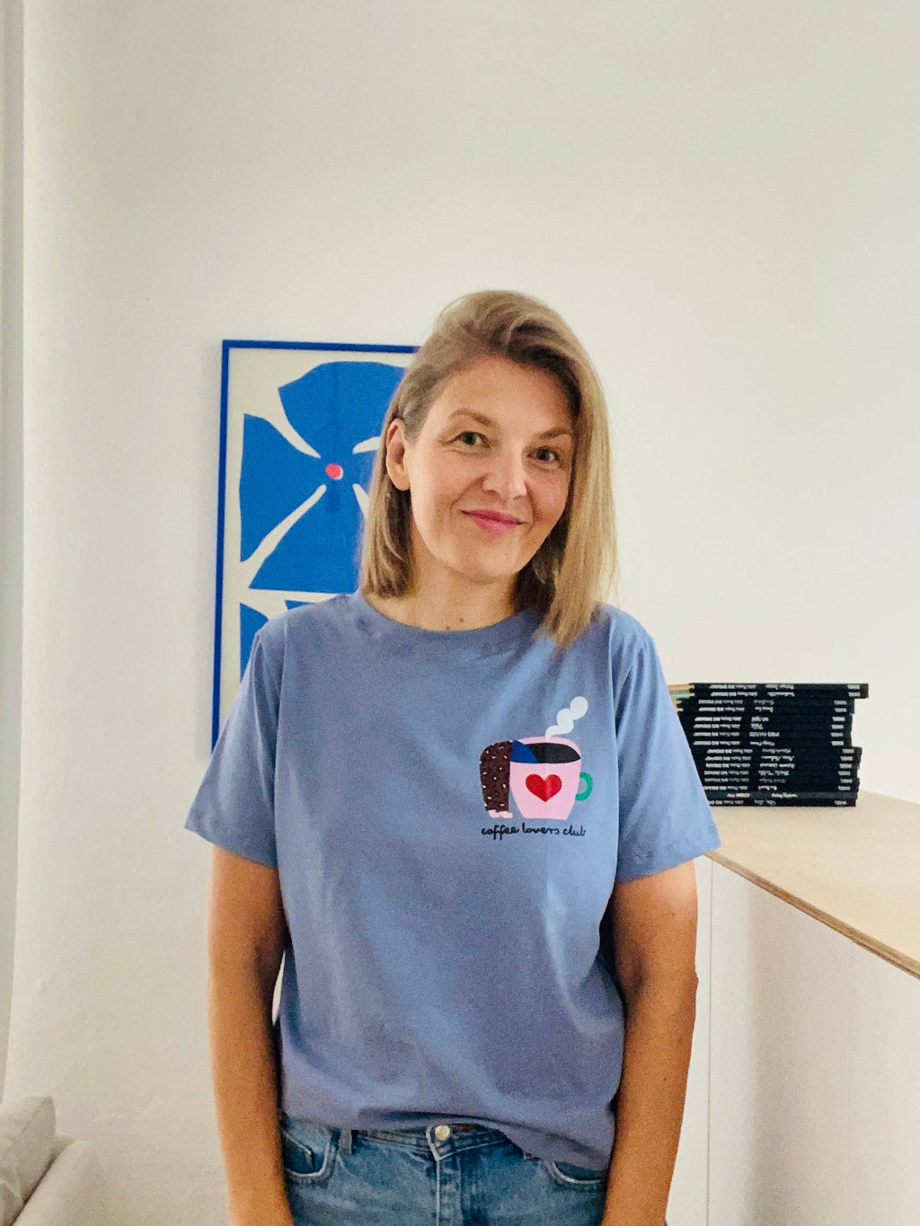 Coffee Lovers auf Blau Shirt für Erwachsene