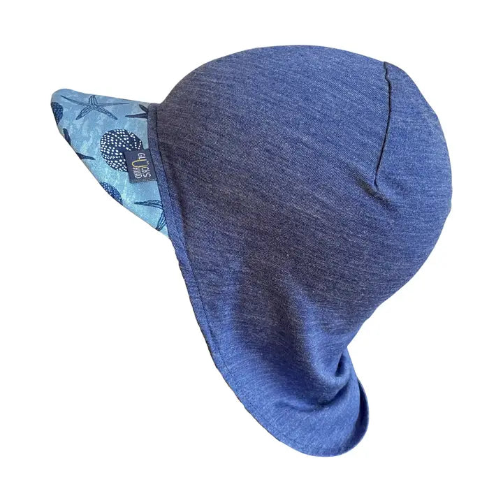 Sommerkappe royal blau Seestern limited edition, Merinowolle & Seide (bio/GOTS) (Kopie)