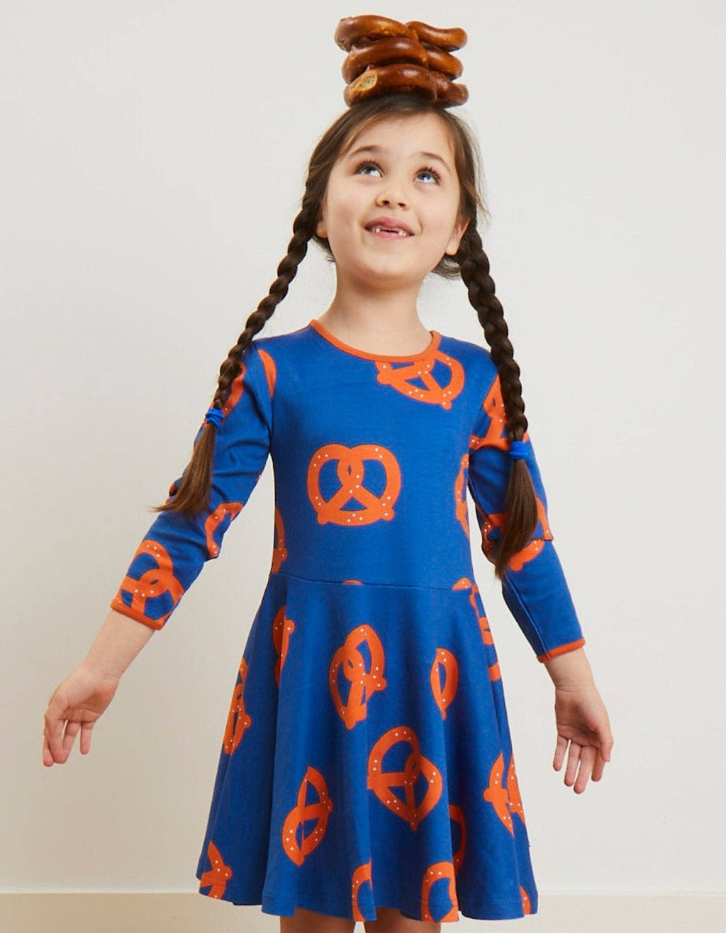 Bio-Baumwoll Kinder Skaterkleid langarm mit Brezel-Druck