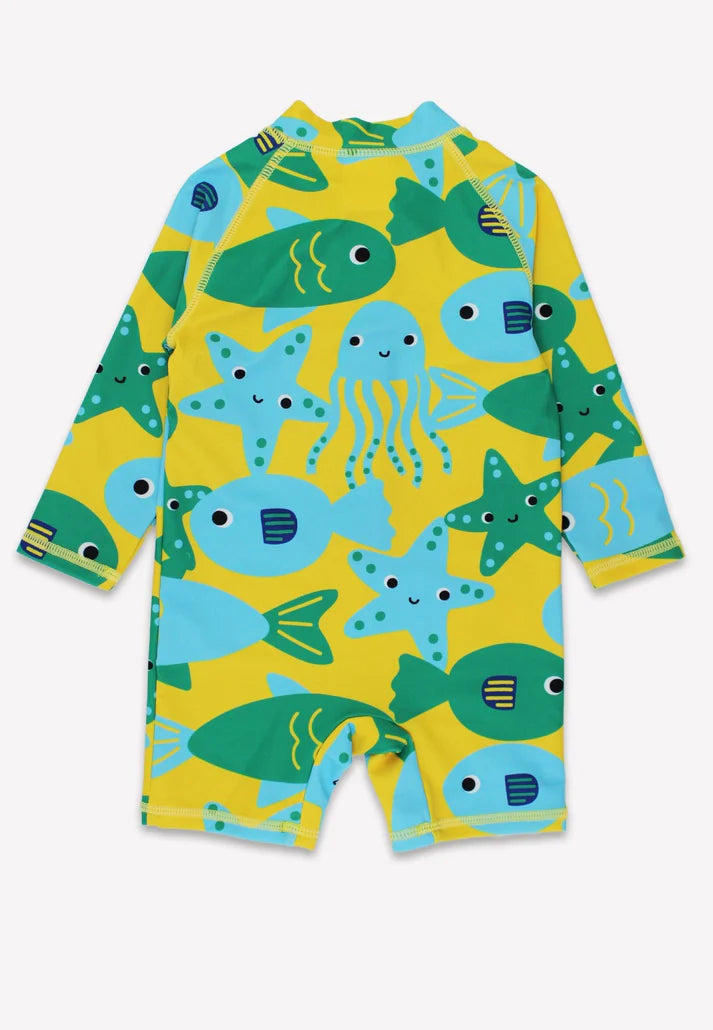 Baby Badeanzug langarm mit Fisch-Druck, UV-Schutz UPF 50+